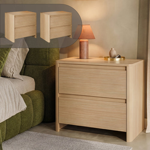 Nachttisch Takranmaa 2er Set 54x60x40 cm Eicheoptik [en.casa]