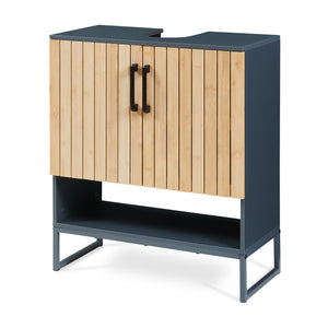 Waschbeckenunterschrank Svanes 70x60x30 cm Dunkelgrau/Natur [en.casa]