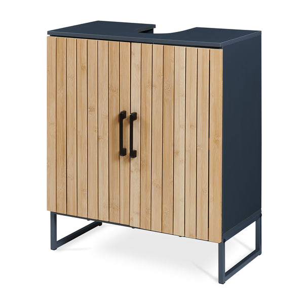 Waschbeckenunterschrank Svanes 70x60x30 cm Dunkelgrau/Natur [en.casa]