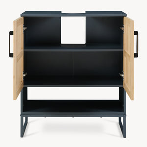 Waschbeckenunterschrank Svanes 70x60x30 cm Dunkelgrau/Natur [en.casa]