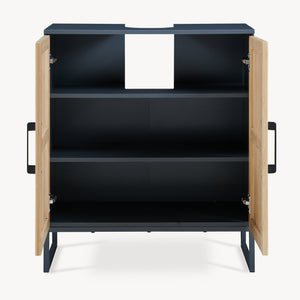 Waschbeckenunterschrank Svanes 70x60x30 cm Dunkelgrau/Natur [en.casa]