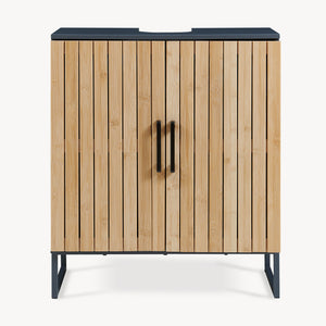 Waschbeckenunterschrank Svanes 70x60x30 cm Dunkelgrau/Natur [en.casa]
