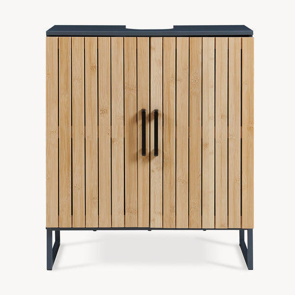 Waschbeckenunterschrank Svanes 70x60x30 cm Dunkelgrau/Natur [en.casa]