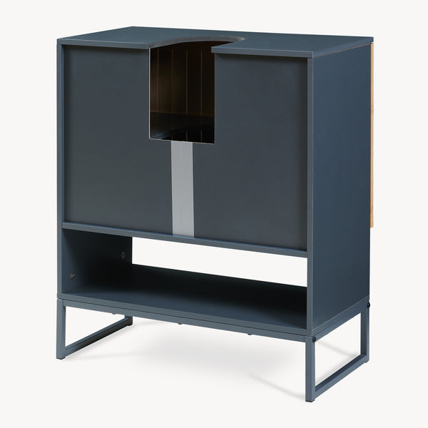 Waschbeckenunterschrank Svanes 70x60x30 cm Dunkelgrau/Natur [en.casa]
