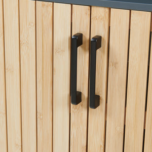 Waschbeckenunterschrank Svanes 70x60x30 cm Dunkelgrau/Natur [en.casa]