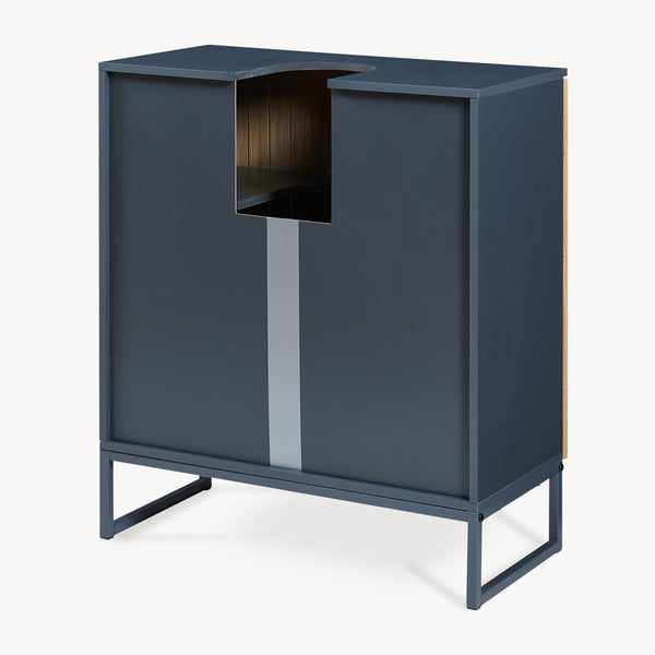 Waschbeckenunterschrank Svanes 70x60x30 cm Dunkelgrau/Natur [en.casa]