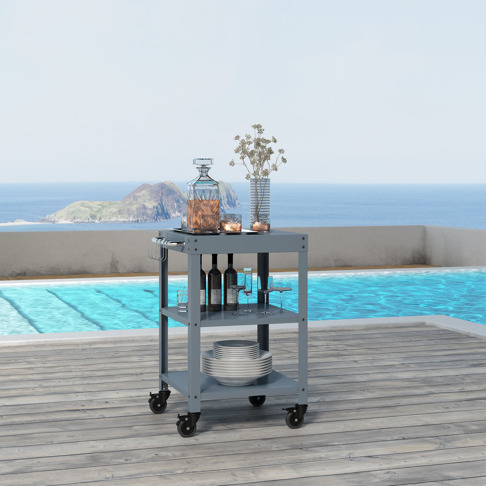 Outdoor Servierwagen Bolognano Stahl 81x50x50 cm [casa.pro]