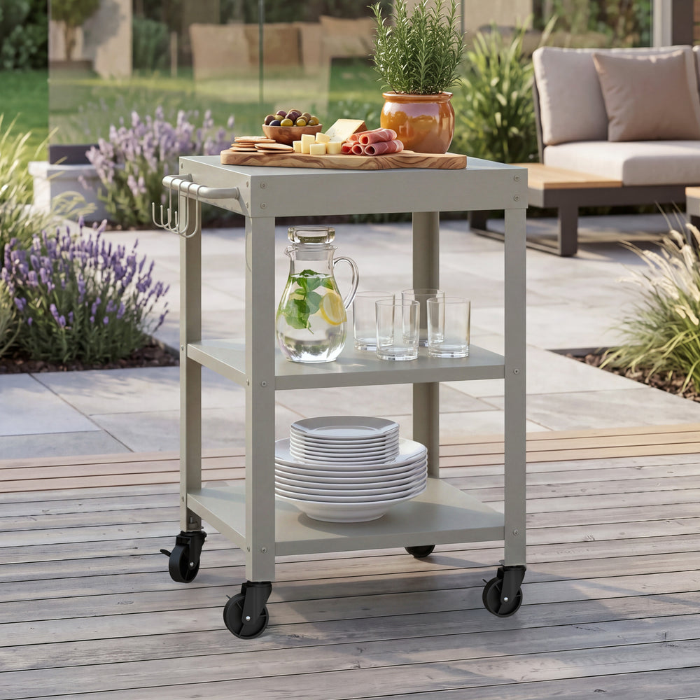 Outdoor Servierwagen Bolognano Stahl 81x50x50 cm [casa.pro]
