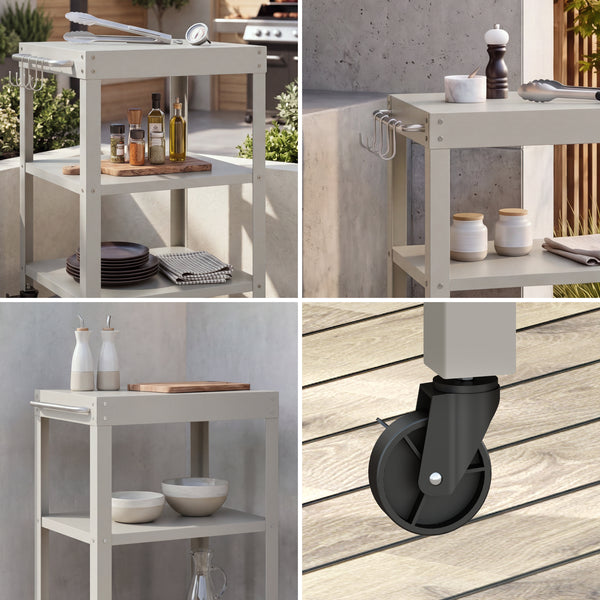 Outdoor Servierwagen Bolognano Stahl 81x50x50 cm [casa.pro]