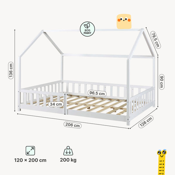 Hausbett Hesel mit Matratze und Rausfallschutz [en.casa]