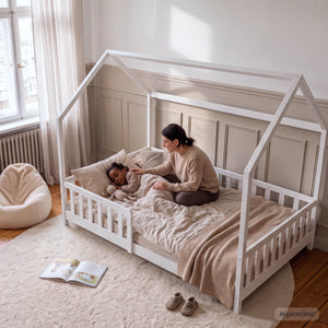 Hausbett Hesel mit Matratze und Rausfallschutz [en.casa]