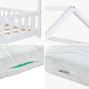 Hausbett Hesel mit Matratze und Rausfallschutz [en.casa]