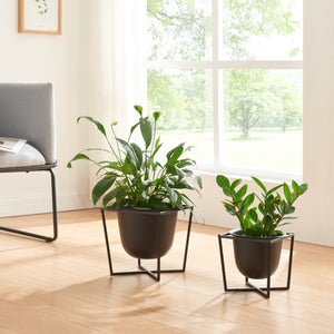 Pflanzenständer Nordmaling 2er Set Metall Schwarz [en.casa] - premiumXL