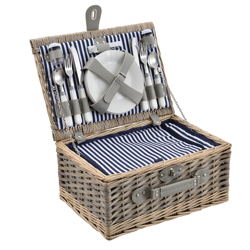 Picknickkorb mit Besteck - Set für 2/4 Personen in versch. Farben casa.pro - premiumXL