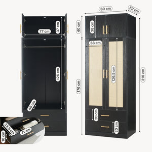 Kleiderschrank Larundi 216x80x52 cm mit 4 Türen [en.casa]