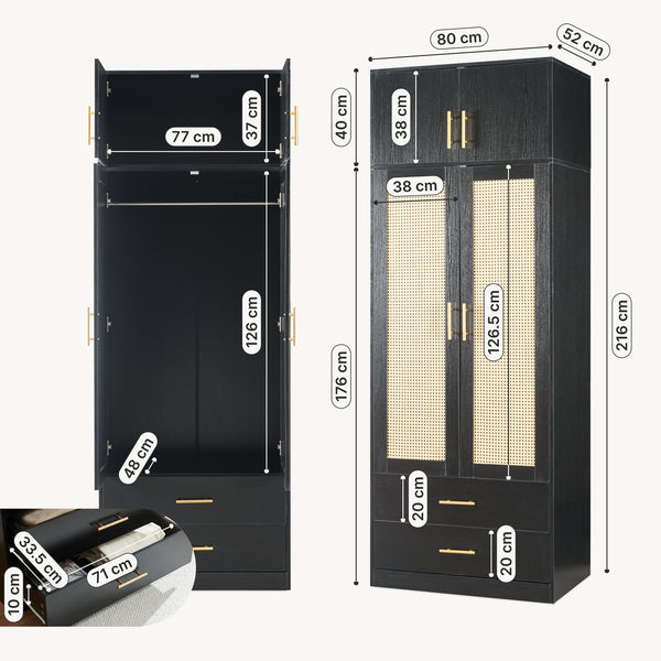 Kleiderschrank Larundi 216x80x52 cm mit 4 Türen [en.casa]
