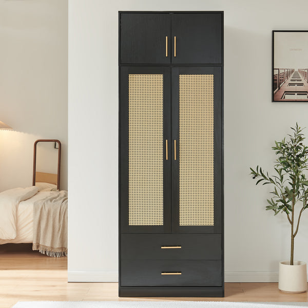 Kleiderschrank Larundi 216x80x52 cm mit 4 Türen [en.casa]