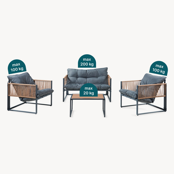 Loungeset Karg 4-tlg. [casa.pro]