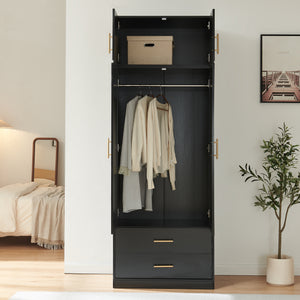 Kleiderschrank Larundi 216x80x52 cm mit 4 Türen [en.casa]