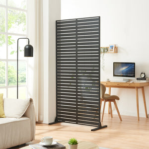 Indoor Trennwand Trolu Stahl 200x100x50 cm Schwarz [casa.pro] - premiumXL