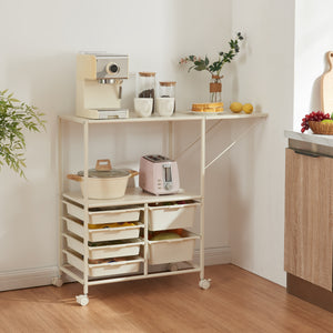 Rollwagen Sørfold mit Kästen 100x37x85cm Weiß [en.casa]