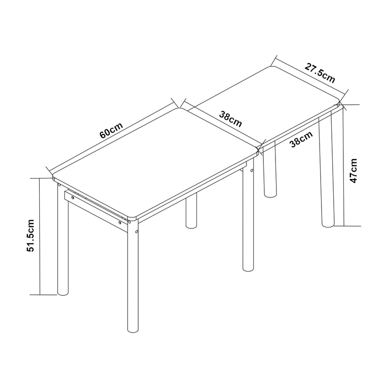 Maßskizze Kindertisch Skellefteå 60x38x52 cm [en.casa]