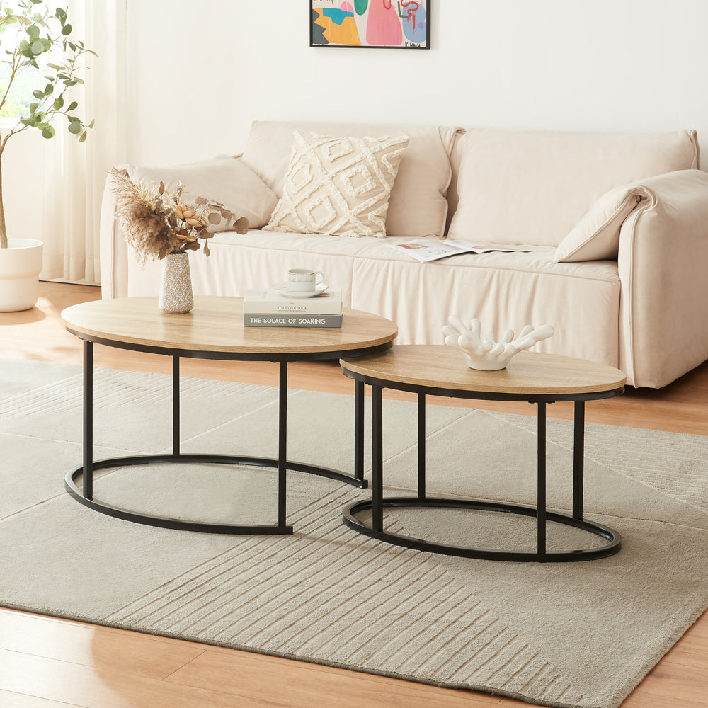 Satztisch Niederlande 2er Set Schwarz/Eiche [en.casa] - premiumXL