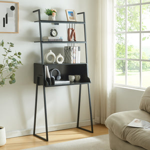 Schreibtisch Storfjord mit Leiterregal 184x80x40cm Schwarz [en.casa] - premiumXL