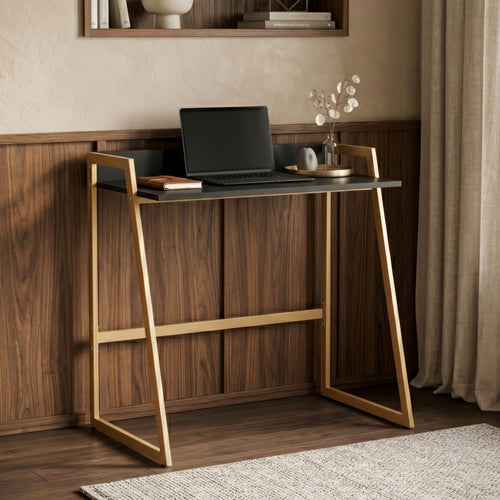 Schreibtisch Kuomi 84x73x47 cm Beige/Dunkelgrau [en.casa]