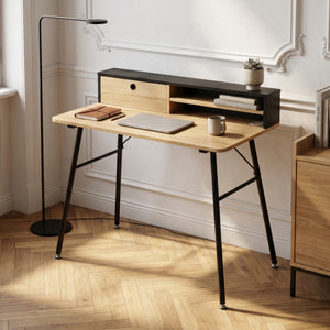 Schreibtisch Var 93x90x50 cm Schwarz/Eicheoptik [en.casa]
