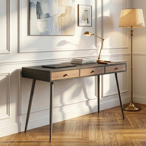 Schreibtisch Tumba 115x48x76 cm Schwarz/Walnussoptik [en.casa]