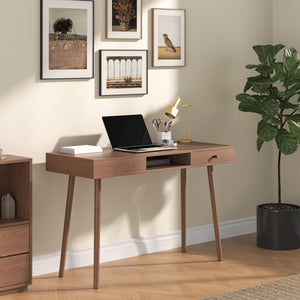 Schreibtisch Habo mit Ablage und Schublade 75x115x48 cm Walnussoptik [en.casa]