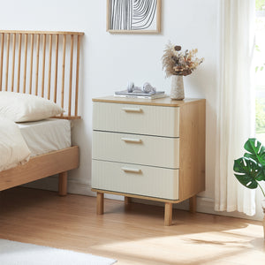 Kommode Ferrersp mit 3 Schubladen 70x60x40 cm Eicheoptik/Sandfarben [en.casa]