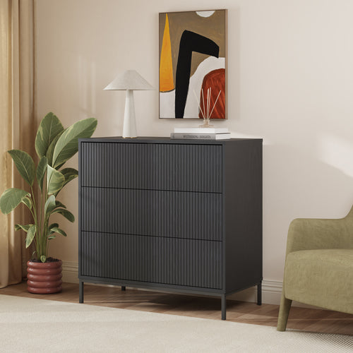 Kommode Nykapin 80x80x40 cm Schwarz [en.casa]