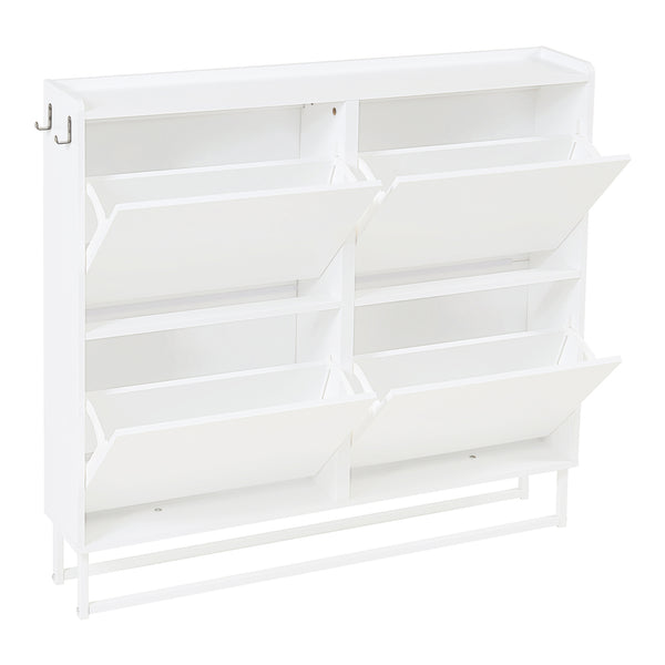 Schuhschrank Ylitornio 91,5x100x19 cm Weiß [en.casa]