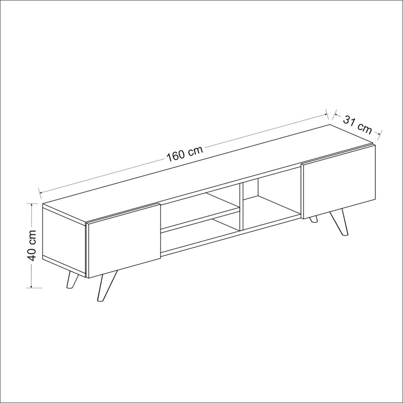 Maßskizze Fernsehtisch Assens 40 x 160 x 31 cm in versch. Farben [en.casa]
