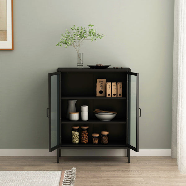 Sideboard Fauske mit Glastüren in versch. Farben [en.casa]