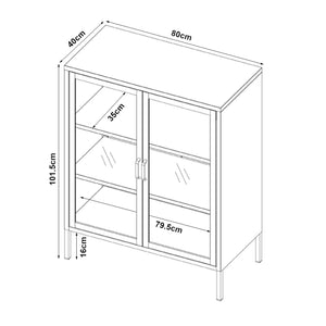 Sideboard Fauske mit Glastüren in versch. Farben [en.casa]