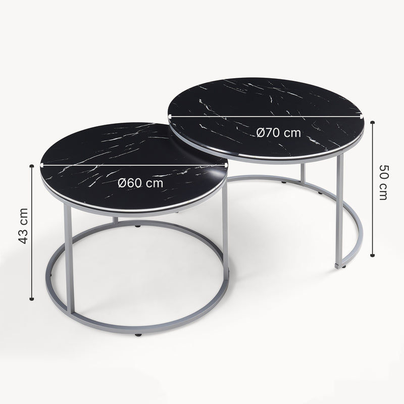 Maßskizze Couchtischset Skagen im 2er Set in versch. Farben [en.casa]