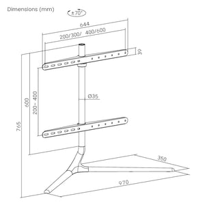 TV-Standfuß Ystad 76,5x97x35cm [pro.tec]