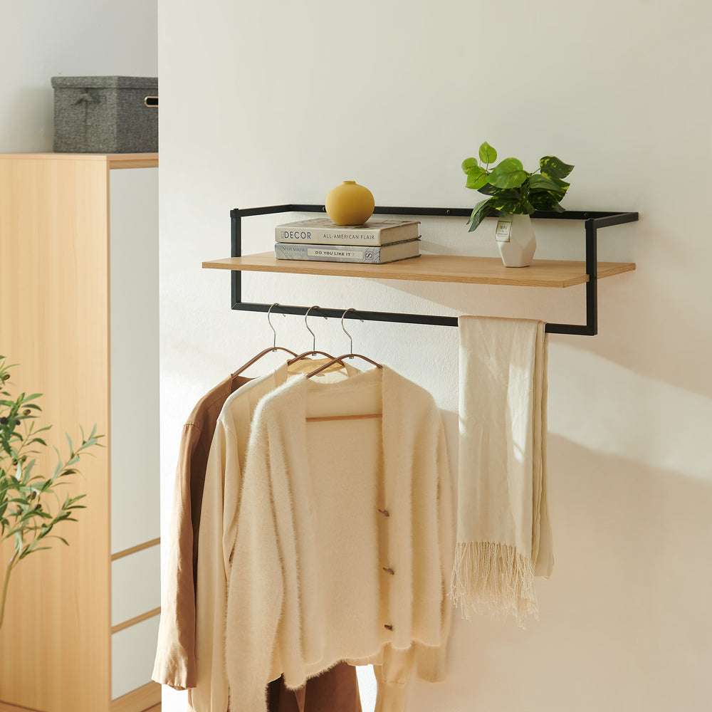 Wandgarderobe Evje 80x30x20 cm Eicheoptik/Schwarz [en.casa]