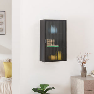 Hängeschrank Zundert mit geriffelter Glastür 60x35x15 cm Stahl [en.casa]