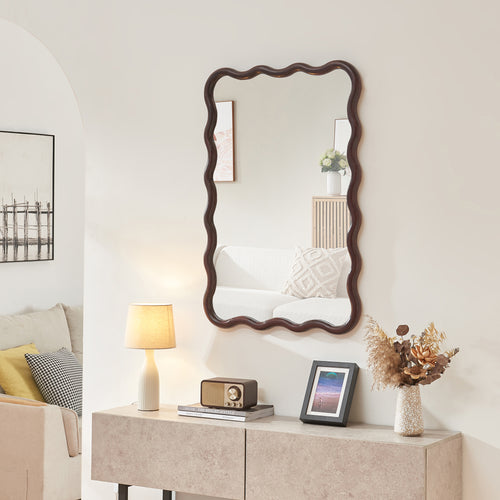 Wandspiegel Porloskid 90x60 cm Dunkelbraun [en.casa] - premiumXL