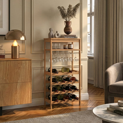 Weinregal Fillby 100x47x29 cm Bambus Natur [en.casa]