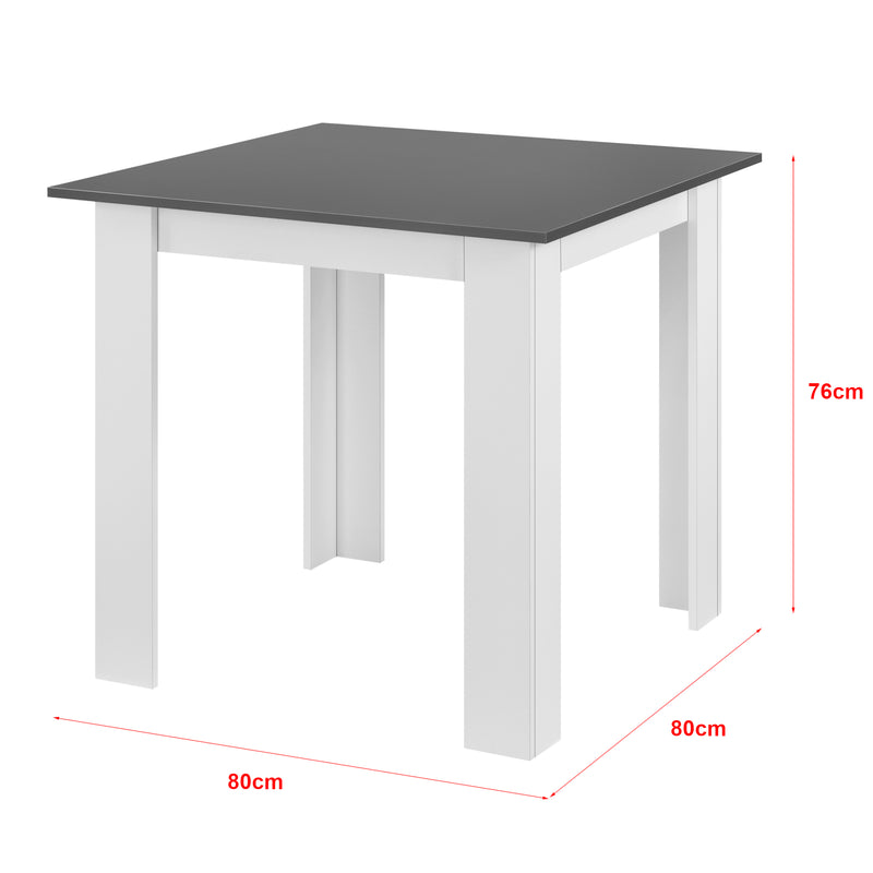 Maßskizze Esstisch Algermissen 80x80x76 cm für 4 Personen versch. Farben en.casa