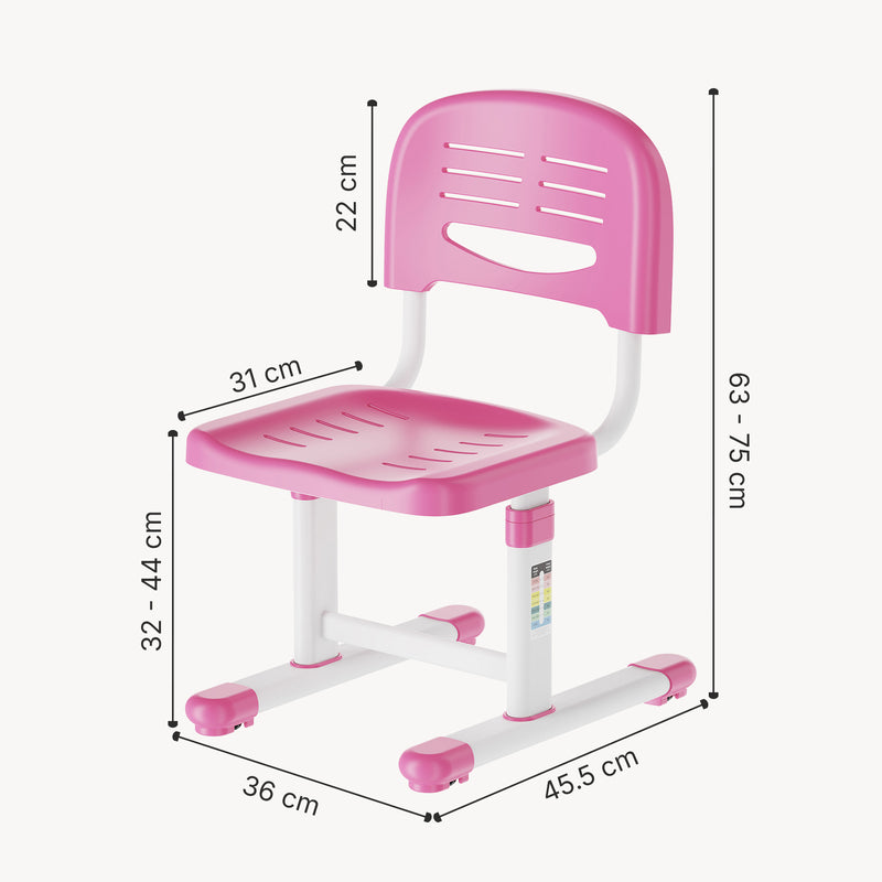 Maßskizze Höhenverstellbarer Kinderstuhl Sauda 75x36x46 cm [en.casa]