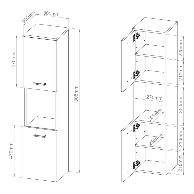 Maßskizze Hochschrank Krildihana [en.casa]