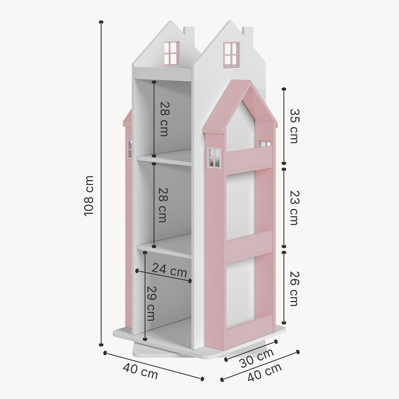 Maßskizze Drehbares Kinderregal Vipsali 108x40x40 cm [en.casa]