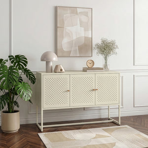 Sideboard Viitasaari 120x40x80 cm Stahl Cremeweiß [en.casa]