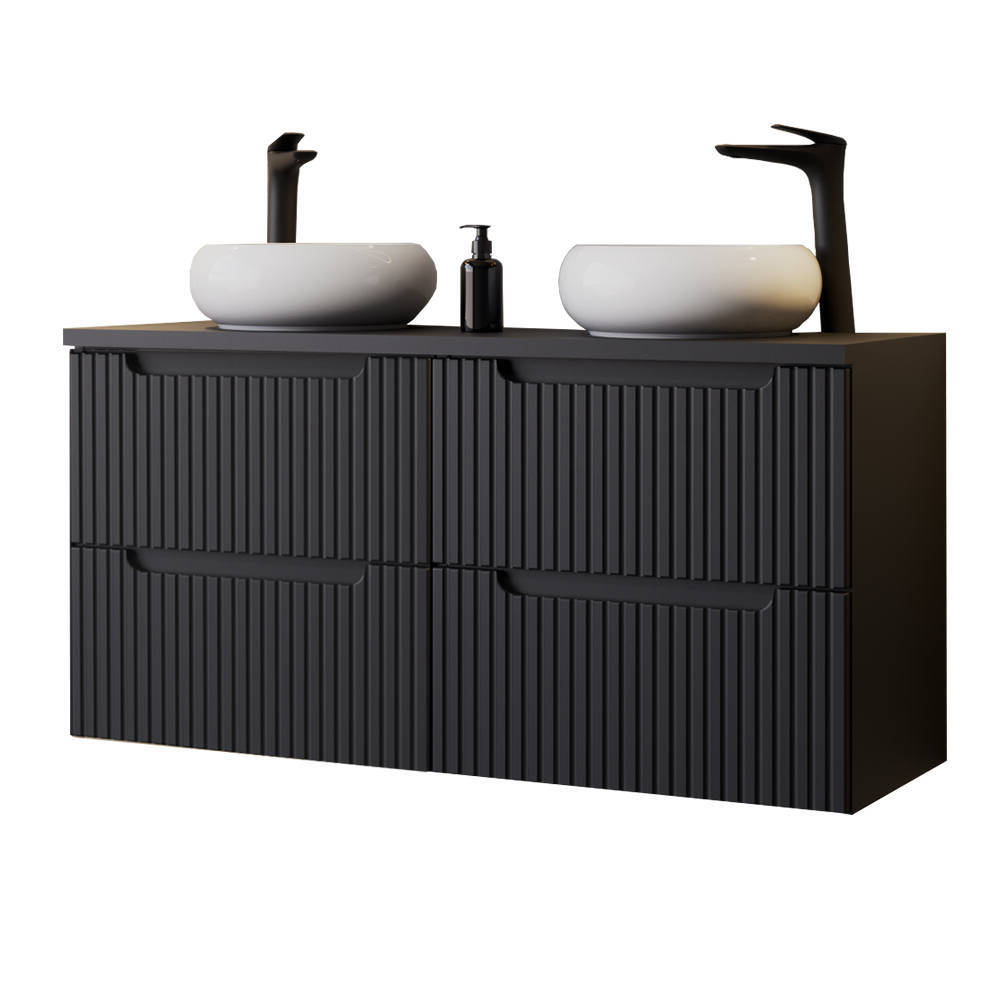 Doppelwaschtisch Skelbolu 120x72x40 cm Schwarz [en.casa]
